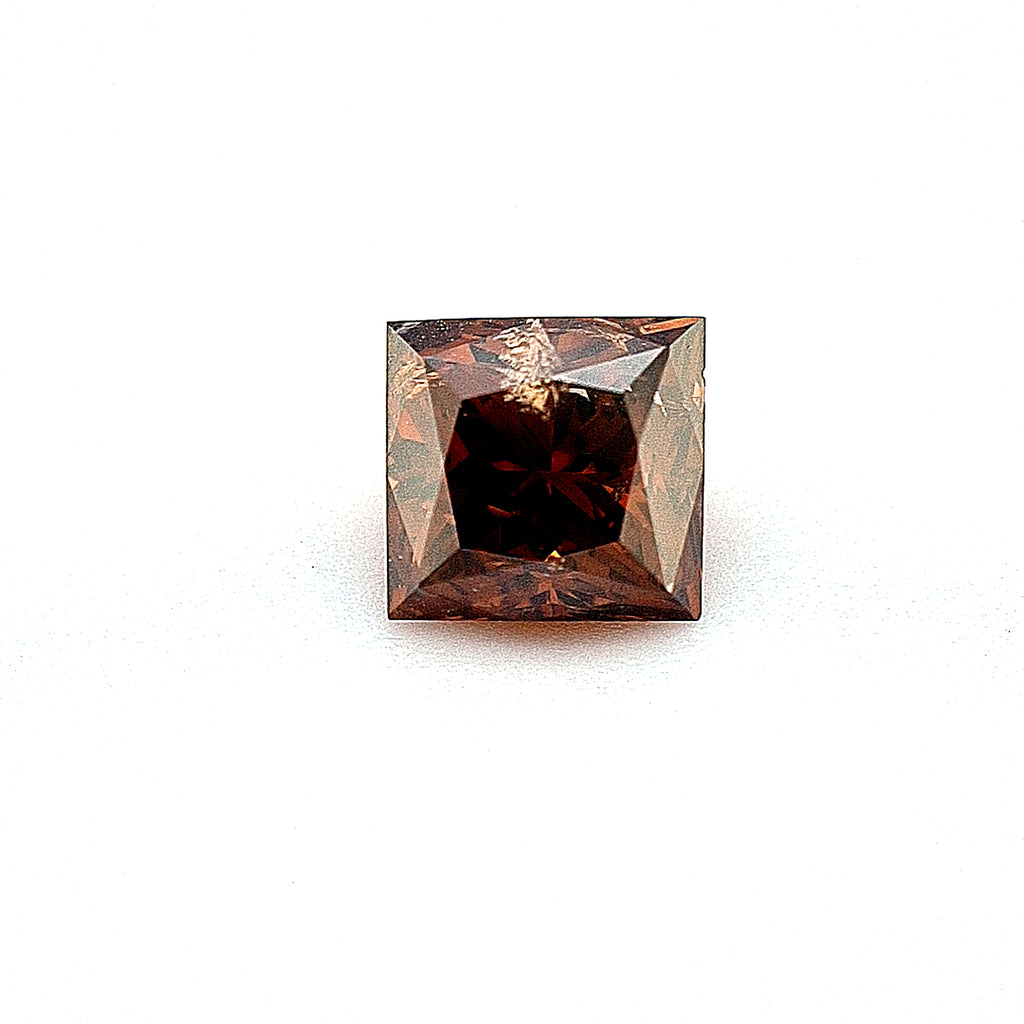 Princess Cut 0.89ct - Dark Orange Brown I1