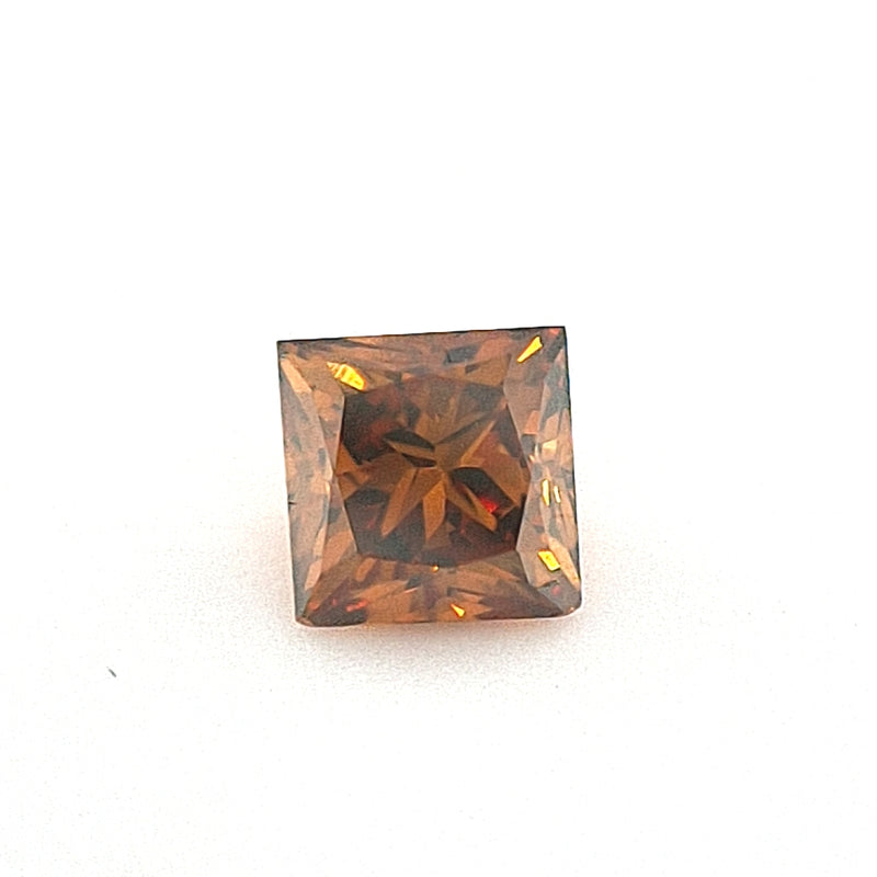 GIA Princess Cut - 0.43ct Fancy Deep Orange-Brown